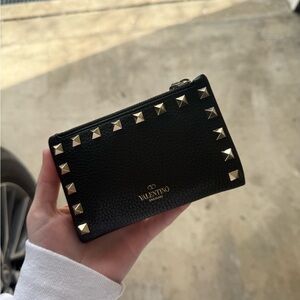 Valentino Black Studded Card Holder